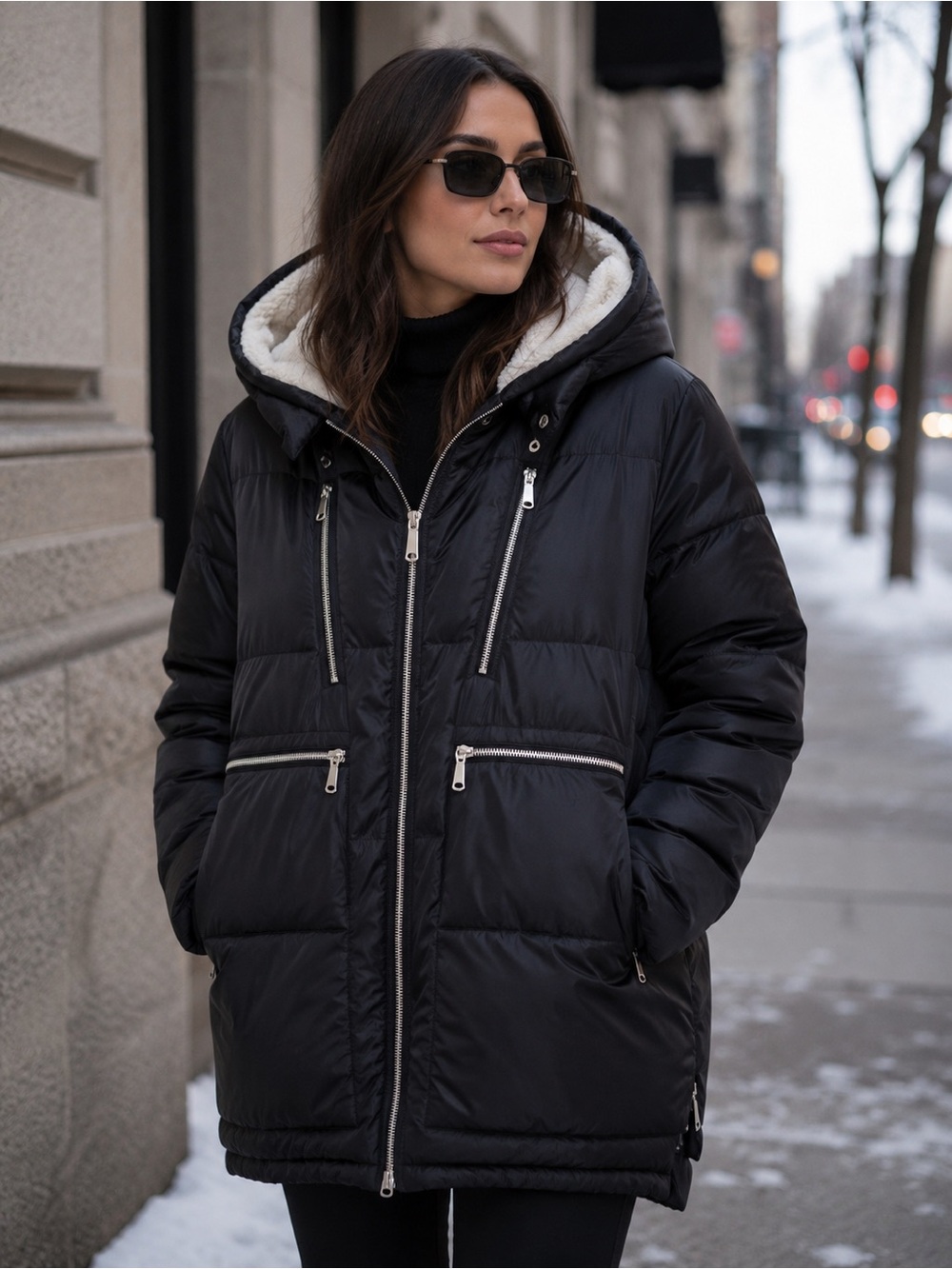 Sam Edelman Black High Fashion Over Sized Down Parka Coat Sz XS